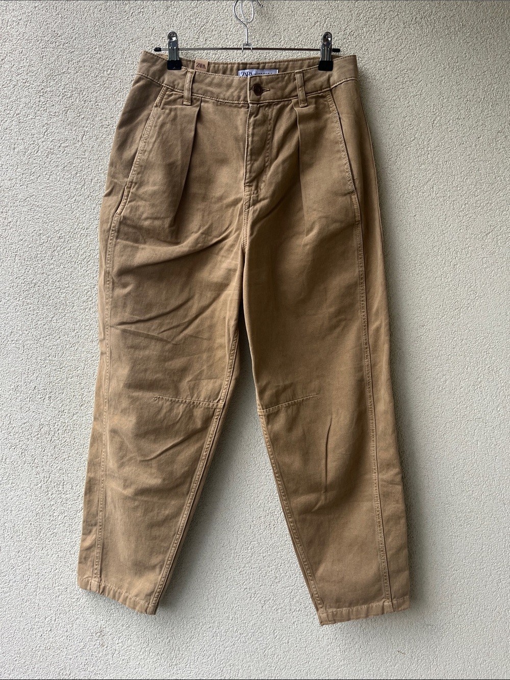 Zara Camel Brown Tapered Leg Trousers